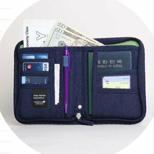  passport case passport cover multi pouch valuable goods case passport wallet traveling abroad valuable goods inserting travel purse ( navy )