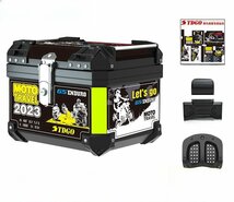 リアボックス 着脱可能式 キーロック バックレスト付き 汎用 耐衝撃 頑丈 容量57L 収納ケース 防水防塵 防犯対策用 リフレクター付き_画像1