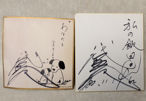 歌手★ 八代亜紀 直筆サイン色紙２枚 ★　1980年11月1日とセンチュリーレコードの色紙　当時物