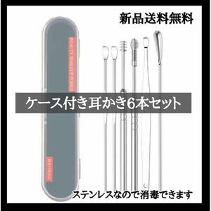 新品 耳かき 6本セット ケース付き 種類 スパイラル 耳掃除