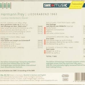 ol370   CORNELIUS 他：HERMANN PREY /LIEDERABEND 1963 /WEIBENBORNの画像2