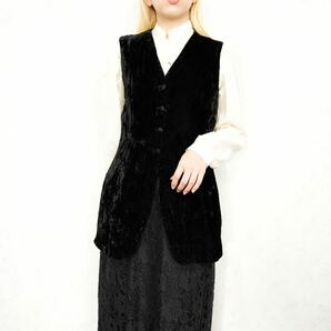 USA VINTAGE ANNTAYLOR. DESIGN VELOUR GILLET VEST/アメリカ古着デザインベロアジレベスト