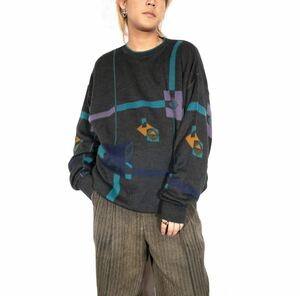 EU VINTAGE JOCKEY PATTERNED DESIGN KNIT/ヨーロッパ古着柄デザインニット