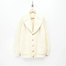 EU VINTAGE French Creek Sheep&WOOL CO LEATHER PATCH WOOL KNIT CARDIGAN/ヨーロッパ古着レザーパッチウールニットカーディガン_画像4