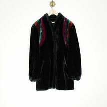 70's USA VINTAGE MODE DESIGN ECO FUR SHORT LENGTH COAT/70年代アメリカ古着モードデザインエコファーショートコート_画像4