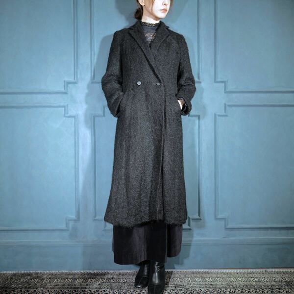 USA VINTATE PEABODY HOUSE NEW YORK MOHAIR WOOL DESIGN CHESTERFIELD COAT/アメリカ古着モヘアウールデザインチェスターコート