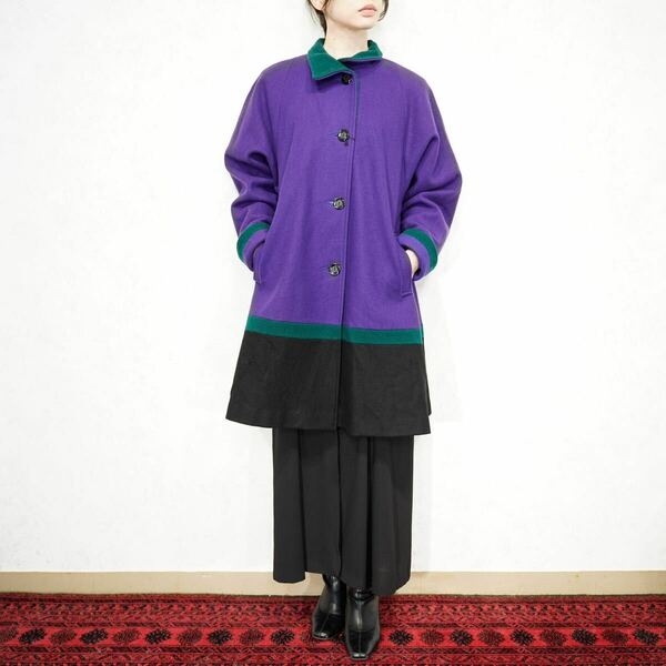 USA VINTAGE Projections MULTI COLOR DESIGN WOOL COAT MADE IN USA/アメリカ古着マルチカラーデザインウールコート