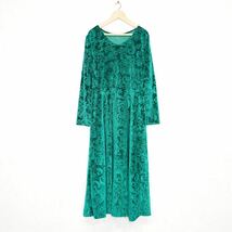 USA VINTAGE FLOWER PATTRNED EMBOSSED DESIGN VELOUR ONE PIECE/アメリカ古着花柄型押しデザインベロアワンピース_画像5