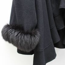 EU VINTAGE VOSS FUR DESIGN CASHMERE BREND WOOL CAPE COAT PONCHO/ヨーロッパ古着ファーデザインカシミヤ混ウールケープコート(ポンチョ)_画像9