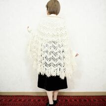 USA VINTAGE CLOCHET DESIGN KNIT CAPE/アメリカ古着鍵編みデザインニットケープ_画像3