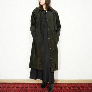 EU VINTAGE DESIGN LEATHER LONG COAT MADE IN ITALY/ヨーロッパ古着デザインレザーロングコート