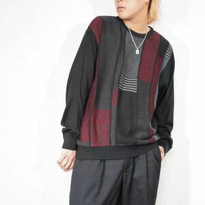 USA VINTAGE COOPER MODE DESIGN PATTERNED KNIT/アメリカ古着モードデザイン柄ニット