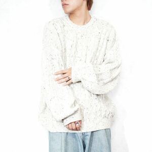 EU VINTAGE FOLSTOP CABLE DESIGN MIX KNIT STYLED IN ITALY/ヨーロッパ古着ケーブルデザインミックスニット