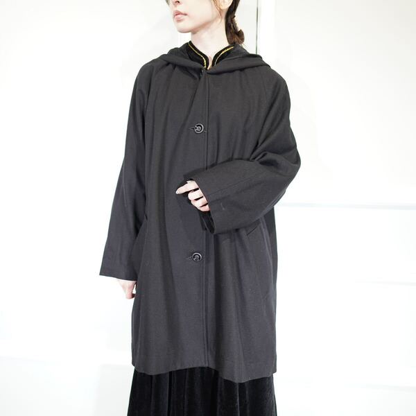 USA VINTAGE KRISTEN BLAKE HOODIE WOOL DESIGN COAT/アメリカ古着フーディウールデザインコート