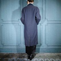 USA VINTAGE LES MODES NAVY COLOR DESIGN BUTTON WOOL CHESTERFIELD COAT/アメリカ古着ネイビーカラーデザインボタンチェスターコート_画像3