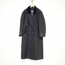 USA VINTAGE LES MODES NAVY COLOR DESIGN BUTTON WOOL CHESTERFIELD COAT/アメリカ古着ネイビーカラーデザインボタンチェスターコート_画像4