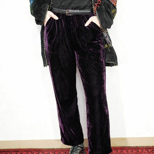 USA VINTAGE PURPLE COLOR VELOUR EASY PANTS/アメリカ古着パープルカラーベロアイージーパンツ