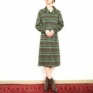 RETRO VINTAGE ROMOURE FLOWER PATTERNED BELTED RETRO ONE PIECE/レトロ古着ロムール花柄ベルテッドレトロワンピース