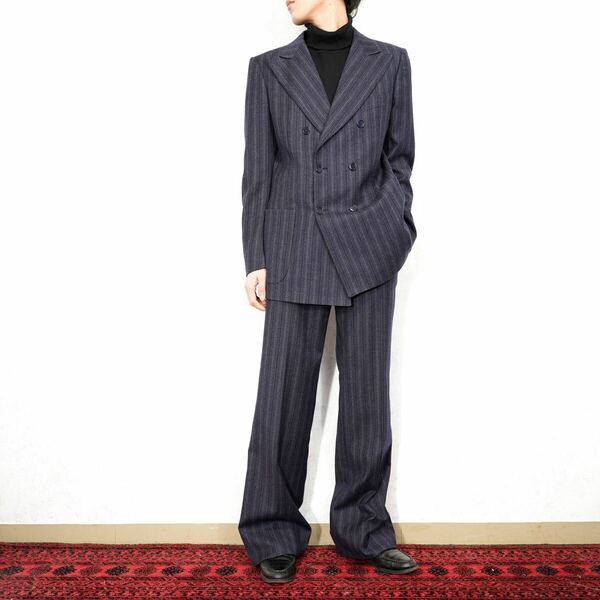 EU VINTAGE Facis VENTANNI STRIPE PATTERNED WOOL SET UP SUIT/ヨーロッパ古着ストライプ柄ウールセットアップスーツ