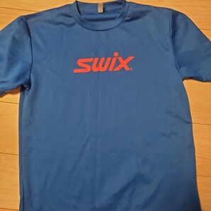 Swix シックス ロゴプリントTシャツ Lサイズ 青 ブルー スキー ランニングの画像1