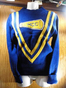 ③SCHOOL SPIRIT HCC Cheery da- Cheer Dance Cheer girl yellow blue yellow line knitted blue TOP top American. S size domestic. M size about long-term keeping goods 