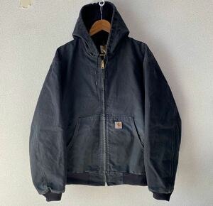  Carhartt ダックアクティブ ジャケット L フェード ブラック カーハート パーカー 90s 