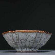 【瓏】陶磁器 哥窯 包銅碗 宋代 染付 置物擺件 古賞物 中国古美術 蔵出_画像4