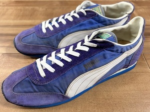 ビンテージ、レア! PUMA プーマ UNKNOWN モデル名不明 青/白 1970年代後半台湾製 目つき 28〜28.5cm オールド クライド スエード タハラ