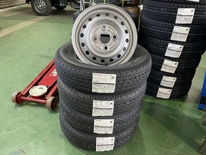 ブリヂストンK370　145/80R12　80/78N新品スズキ純正スチールホイール４本セットダンロップ送料込即決2023年製造