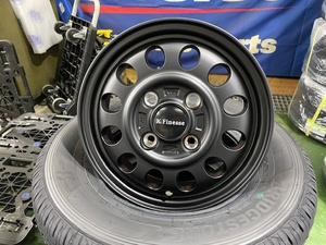 ブリヂストンK370　145/80R12　80/78NケイフィネスD12マッドブラックアルミホイール4本セット送料無料2024年製