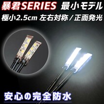 極小2.5cm 蒼白色 2本 正面発光 防水 暴君 LED テープ ライト ランプ 小さい 小型 ミニ 極細 極薄 12V 車 バイク スポット クールホワイト_画像1