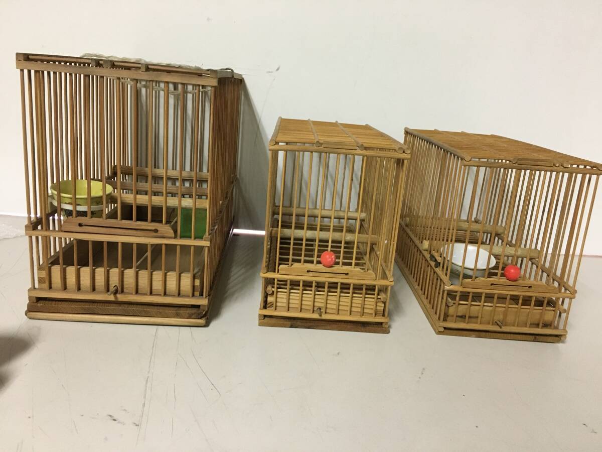 競売 鳥かご 鳥籠 とりかご 竹製 メジロ籠 めじろ箱 飼育ゲージ 昭和