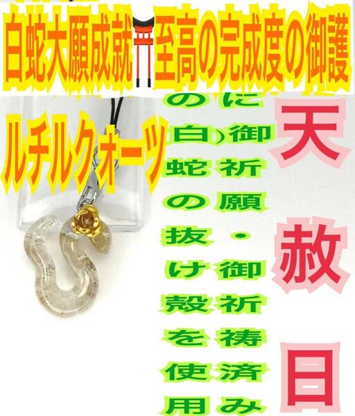 巳 ヘビ 十二干支 金運 財運 チャーム メモリーオイル 第3チャクラ 白蛇の抜け殻 脱け殻 ルチルクォーツ 白蛇のお守り【天赦日ご祈祷】24