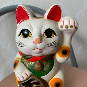 貯金箱 招き猫 縁起物 置物 商売繁盛 陶器 昭和レトロ の画像2