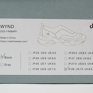 【新品・未使用】OAO オーエーオー WYND 28cm US10 ブラック ビブラムソール 本皮 レザースリッポン 22D-1A06AR1の画像8