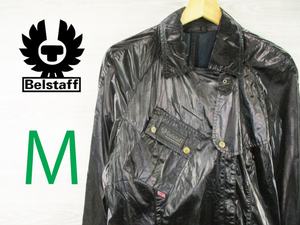 Belstaff●ベルスタッフ＜細身 ナイロン ジップアップ ライダースジャケット＞●M1724c