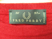 春物 FREDPERRY●フレッドペリー イタリア製＜薄手 ウール ロゴ刺繍 丸首 ニット＞●M2293c_画像7