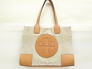 U251-N34-1304 TORY BURCH トリーバーチ トートバッグ ホワイト×ブラウン H26cm×W33.5cm×D10cm 現状品③