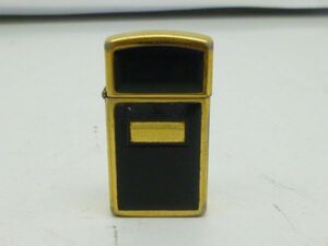 W525-N30-1478★ Zippo ジッポー スリム ゴールド ブラック オイルライター 喫煙具 現状品①★