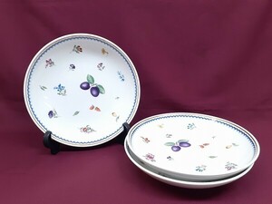 W173-N29-3000 Richard Ginori リチャードジノリ イタリアンフルーツ プレート 3枚 セット 洋食器 皿 直径約23cm 現状品③