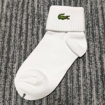 未使用 LACOSTE ラコステ 三つ折り 折り返し 文字ワニ ワンポイント 両面 刺繍 ソックス 22-24cm 大沢商会 スクール 靴下 レトロ _画像1