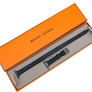 【美品】HERMES エルメス アップルウォッチ用ベルト ドゥブルトゥール アトラージュ 41ｍｍ ブラック 黒 ヴォースイフト レザー #Z