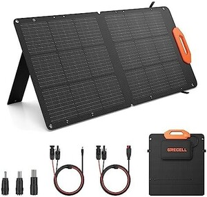 【送料無料】GRECELL ソーラーパネル100W 折りたたみ式太陽光パネル（21.5V 5.5A） 24%高転換率 単結晶シリコン