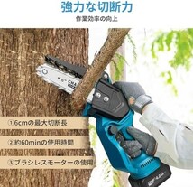 【送料無料】AQRA 高枝切り電動チェーンソー 高枝切りバサミ 電動 21V/4000mAh大容量バッテリー×2_画像3