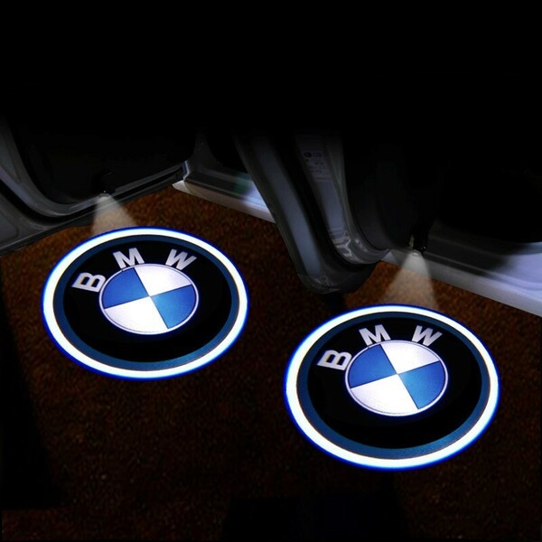 送料無料　BMW　2個セット　メーカーロゴLEDカーテシランプ/ウェルカムライト/ランプ 【配線不要、穴あけ不要】簡単取付