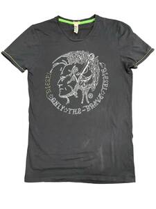 お03-091eJUN//【現状品】DIESEL 黒Tシャツ Sサイズ 半袖 洗濯済 ファッション 詳細不明 1円スタート