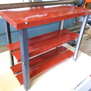 3段テーブルラック サイドテーブル 赤 キッチンラック 53×25×H43.5 ガルバ キャンプテーブルラック 洗物置場 折り畳み 耐熱 防水 自作の画像1