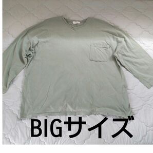 BIGサイズ★7分袖丈 モスグリーンTシャツ でっかいサイズ 韓国！