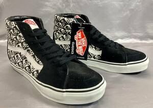 未詳品 VANS バンズ スカル スエード キャンバス ハイカットスニーカー 26cm. 黒 ブラック レザー ドクロ 30周年記念モデル 限定 レア