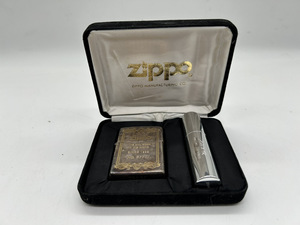 2913-02★ジッポー オイルライター 喫煙具 シルバー×ゴールド金具 No.0771ケース 携帯用オイルケース 付 ZIPPO★